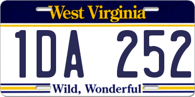 WV license plate 1DA252