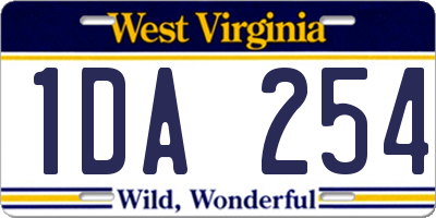 WV license plate 1DA254