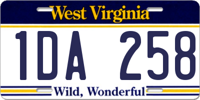 WV license plate 1DA258