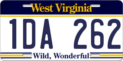 WV license plate 1DA262