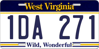WV license plate 1DA271