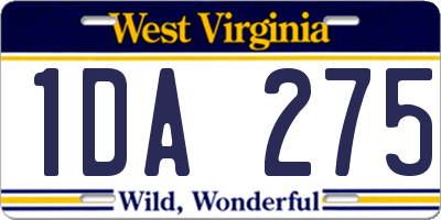 WV license plate 1DA275