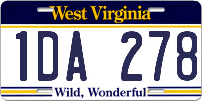 WV license plate 1DA278
