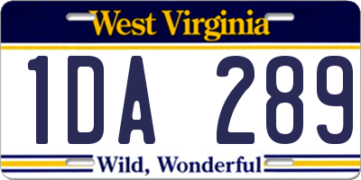 WV license plate 1DA289