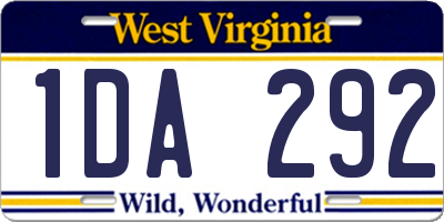 WV license plate 1DA292