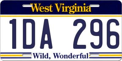 WV license plate 1DA296