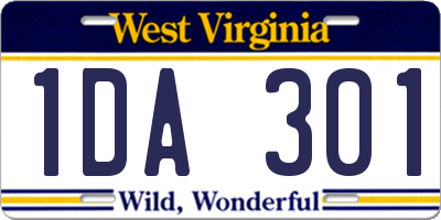 WV license plate 1DA301