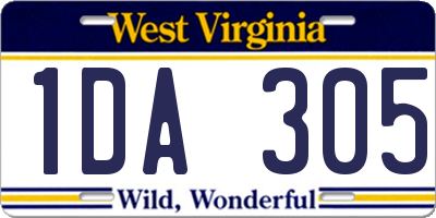WV license plate 1DA305