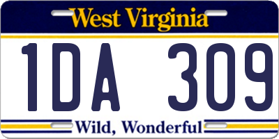 WV license plate 1DA309