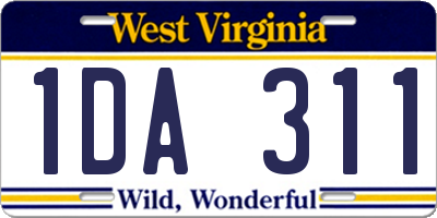 WV license plate 1DA311