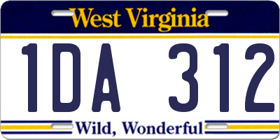 WV license plate 1DA312
