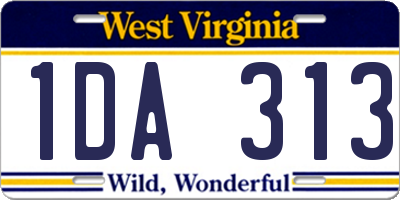WV license plate 1DA313