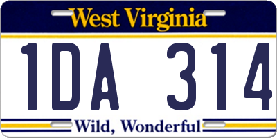 WV license plate 1DA314