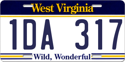 WV license plate 1DA317
