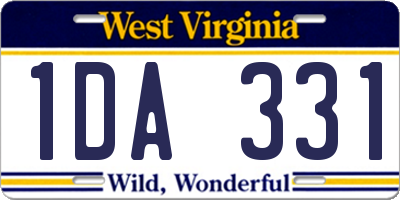 WV license plate 1DA331
