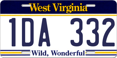 WV license plate 1DA332