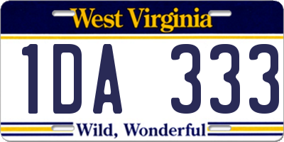 WV license plate 1DA333