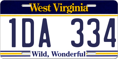 WV license plate 1DA334