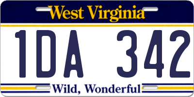 WV license plate 1DA342