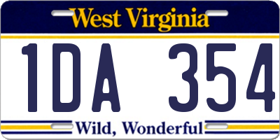 WV license plate 1DA354