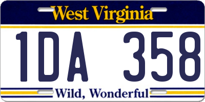 WV license plate 1DA358