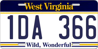 WV license plate 1DA366