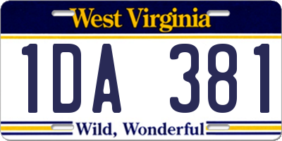 WV license plate 1DA381