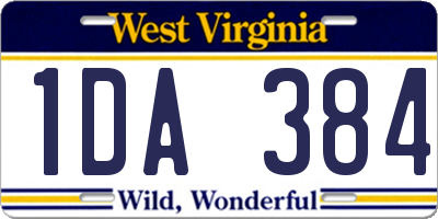 WV license plate 1DA384