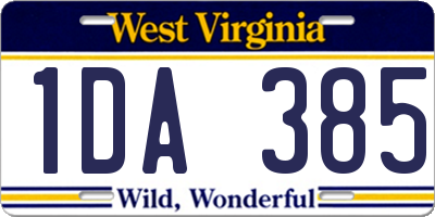 WV license plate 1DA385