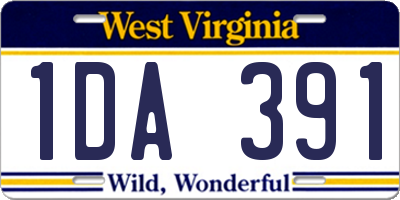 WV license plate 1DA391