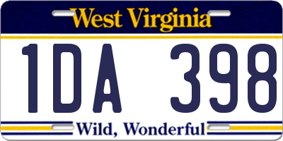 WV license plate 1DA398