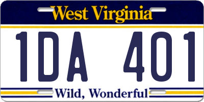 WV license plate 1DA401