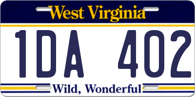 WV license plate 1DA402