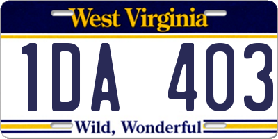 WV license plate 1DA403