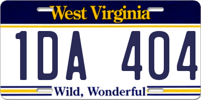 WV license plate 1DA404