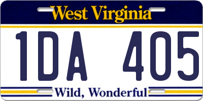 WV license plate 1DA405