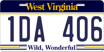 WV license plate 1DA406