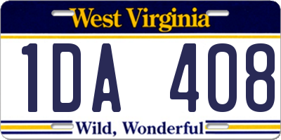 WV license plate 1DA408