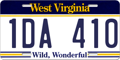 WV license plate 1DA410