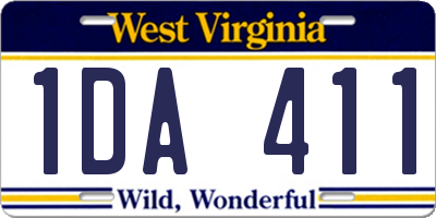 WV license plate 1DA411
