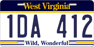 WV license plate 1DA412