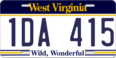 WV license plate 1DA415