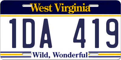 WV license plate 1DA419