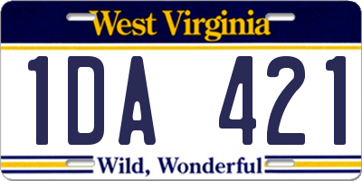 WV license plate 1DA421