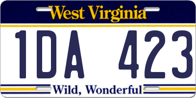 WV license plate 1DA423