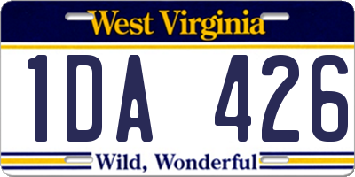 WV license plate 1DA426