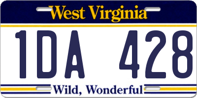 WV license plate 1DA428