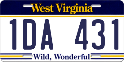 WV license plate 1DA431