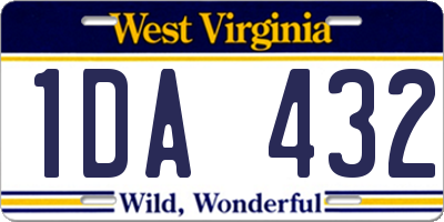 WV license plate 1DA432