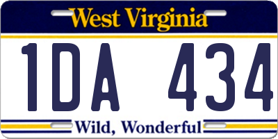 WV license plate 1DA434